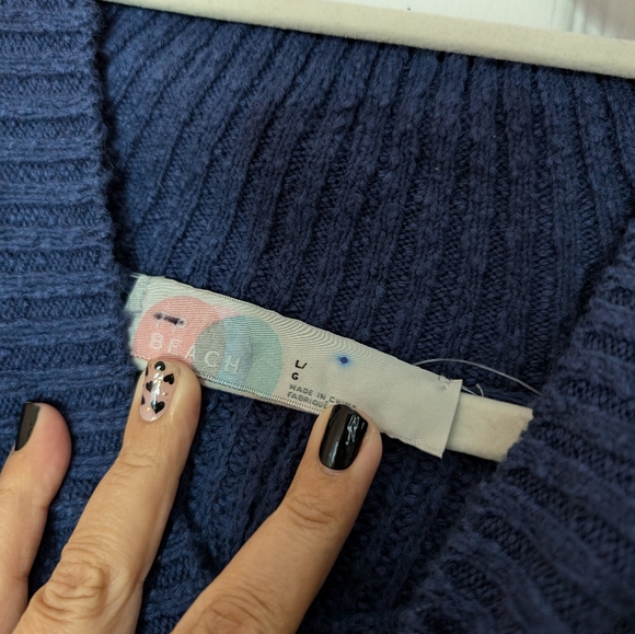 NWOT Free People Beach Blue Coco Pullover Sweater Open Front Tunic Size Large - Picture 6 of 7